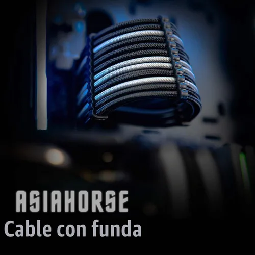 Vista 6 de Asiahorse Cable con funda de fuente de alimentación para cable de extensión de fuente de alimentación, kit de cable de extensión 1x24-PIN/2x8-PORT