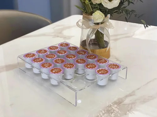 Vista 5 de IEEK Paquete de 2 soportes planos de 24 ranuras para cápsulas de café, organizador de cajones de taza K para oficina y cocina, bandeja organizadora