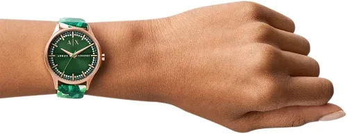 Vista 5 de Armani Exchange - Reloj de vestir de acero inoxidable con tres manos para mujer