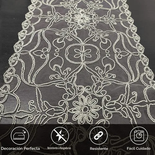 Vista 10 de Elegant Comfort Camino de mesa bordado Ingrid – Bufanda de tocador para el hogar comedor – Decoración de mesa de encaje como decoración de mesa