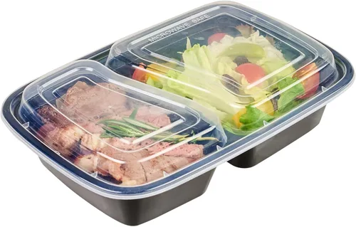 Vista 11 de Asporto - Cajas para llevar con compartimentos de 32 onzas, 50 recipientes para preparar comidas para microondas, 2 compartimentos, con tapas