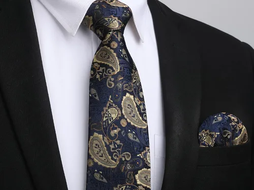 Vista 171 de HISDERN Corbatas para hombre, corbata de cachemira y bolsillo cuadrado tejido clásico floral para hombre, corbata de fiesta de boda