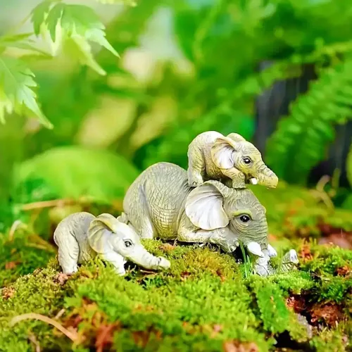 Vista 7 de Juego de 3 piezas de estatua de decoración de elefante, madre y dos bebés colgantes, adornos para sala de estar, dormitorio, decoración del hogar