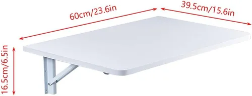 Vista 2 de Mesa plegable de pared para computadora portátil que ahorra espacio, escritorio plegable con marco de metal, mesa de utilidad para oficina y hogar