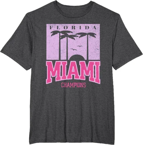 Vista 16 de MIAMI Beach Sunset Camiseta Florida Miami Palm Trees Camiseta Camiseta, Negro