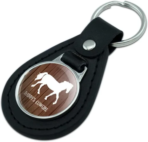 Vista 2 de GRAPHICS & MORE Silueta de caballo personalizada de cuero negro de 1 línea en llavero de madera, Negro