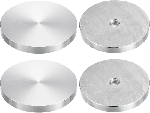 Vista 47 de uxcell M6 Rosca 0.787 in de diámetro de forma redonda de aluminio disco hardware 1pcs, aluminio círculo disco vidrio adaptador superior para mesa
