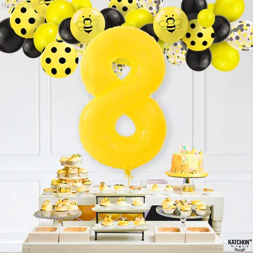 Vista 1209 de KatchOn Globo negro del número 1 de 40 pulgadas, globo de feliz cumpleaños Large Mylar Number One Balloon for 1st Birthday Decorations, Foil