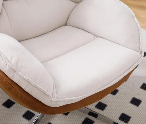 Vista 9 de BESTANO Silla giratoria de acento tapizada de chenilla, moderna silla de sala de estar con respaldo, base de metal de 360 grados, silla de lectura