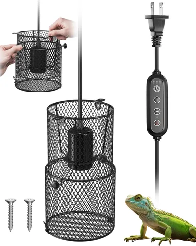 Vista 9 de GlowUp Soporte retráctil para lámpara de calor de reptiles, protector de emisor de calor de cerámica de 150 W con soporte anticalor, interruptor