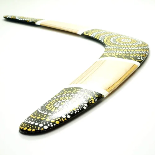 Vista 3 de Boomerang de madera hecho a mano "Silver Sun", boomerang personalizado, 100% devoluciones, boomerang real, regalo premium