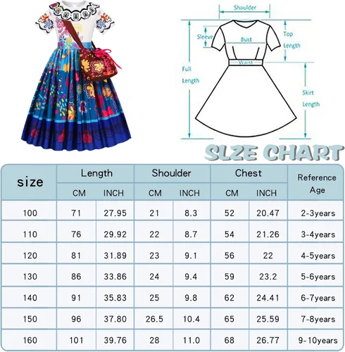 Vista 6 de Foierp Vestido de disfraz de Mirabel para niñas disfraz de Isabella cosplay princesa Halloween fiesta ropa con accesorios