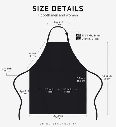 Vista 2 de Syntus Paquete de 12 delantales con peto, delantales unisex, ajustables, 100% algodón con 2 bolsillos, delantales de cocina para mujeres y hombres