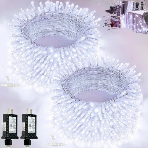 Vista 18 de Paquete de 1 cadena de luces conectables para interiores, 33 pies, 100 luces LED, 13 modos, luces de hadas parpadeantes, enchufables, impermeables