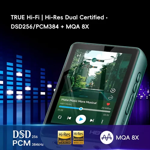 Vista 4 de HiBy R3 PRO II Reproductor de Música MP3 - Soporte Qobuz/Tidal, Decodificación MQA 8X y DSD256 Nativo, Certificado de Audio de Alta Resolución