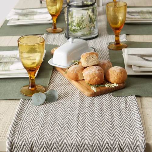 Vista 4 de DII Woven Basic - Camino de mesa Chevron de la colección de mesa, 15 x 72 pulgadas, gris