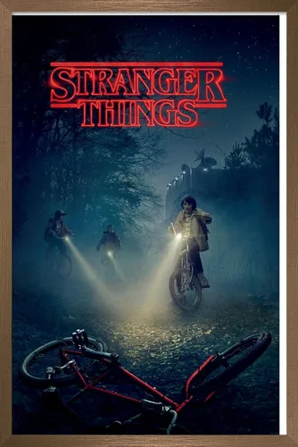 Vista 15 de Trends International Netflix Stranger Things - Póster de pared de bicicletas, 14.725 x 22.375 pulgadas, versión enmarcada de madera de granero