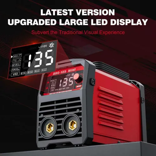 Vista 2 de Soldador de palo, máquina de soldadura portátil ARC 135 110V, máquina de soldadura TIG de palo/elevación 2 en 1 con pantalla LED grande, inversor