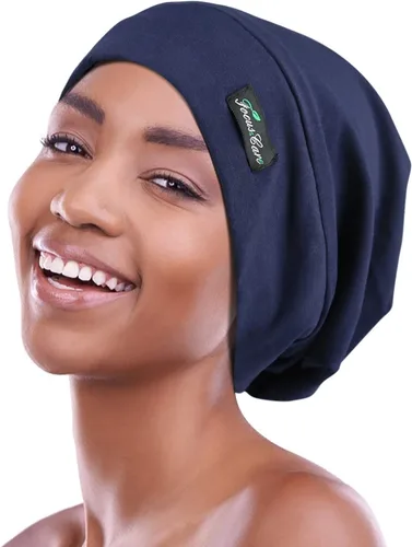 Vista 7 de FocusCare - Gorro de satén para dormir, para mujer, regalos para mujeres con cabello rizado o con frizz Verde militar