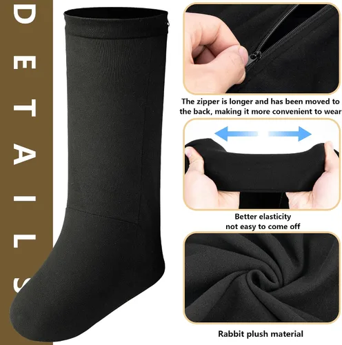 Vista 3 de 2 fundas de tamaño grande para piernas con cremallera, por debajo de la rodilla, fundas de calcetín fundidas para piernas elásticas para hombres