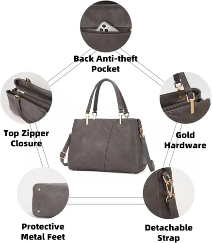 Vista 3 de KouLi Buir Hobo, bolsos y bolsos de piel sintética hombro, bandolera, asa superior, bolsas de mano para mujer