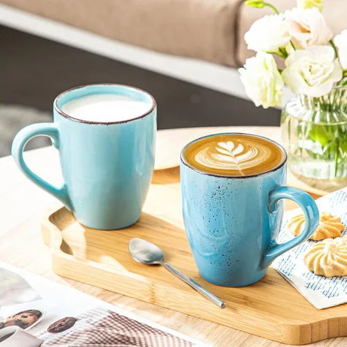 Vista 7 de vancasso Navia - Juego de 4 tazas de café de cerámica de 12 onzas para capuchino, café con leche, té, multicolor