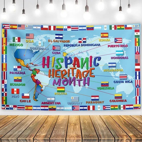Vista 9 de Fondo del Mes de la Herencia Hispana 71 × 43 pulgadas Decoración de aula