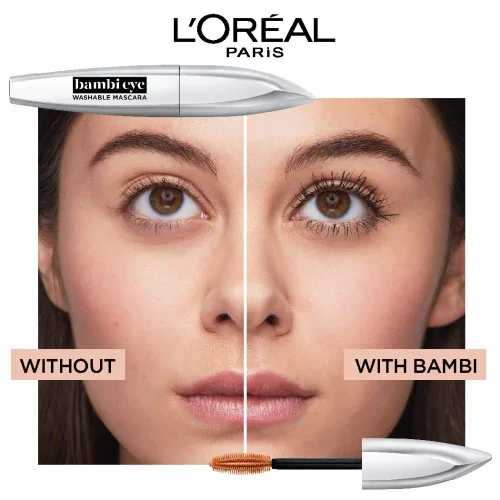Vista 6 de L'Oréal Paris Cosmetics Bambi Eye - Máscara lavable para ojos, volumen duradero, negro, 0.28 onzas líquidas Lavable negro