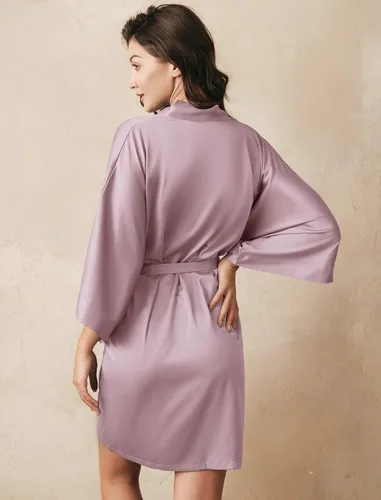 Vista 3 de AW BRIDAL - Bata estilo kimono de satén para mujer