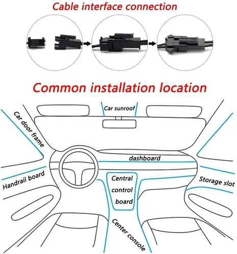 Vista 6 de ABALDI Luces Interiores de Coche Cable de Alambre EL Luces de Neón Ambiente Brillante Estroboscópico Electroluminiscente para Decoración