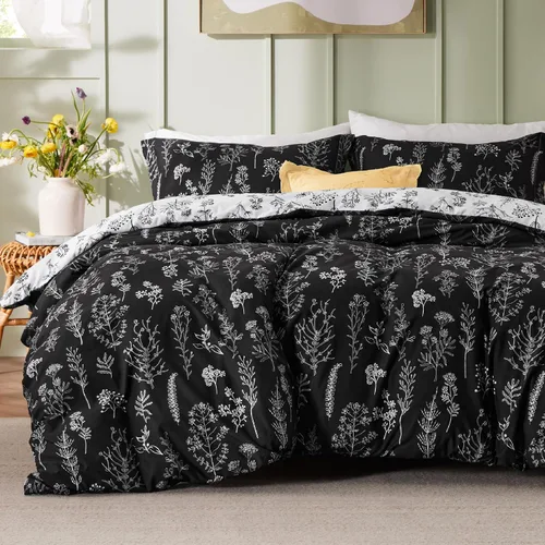 Vista 24 de Bedsure Juego de funda de edredón Twin para dormitorio, juego de funda de edredón reversible floral con cierre de cremallera, juego de ropa de cama