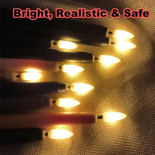 Vista 6 de Velas cónicas sin llama negras con control remoto, velas LED parpadeantes que funcionan con pilas, juego de 6