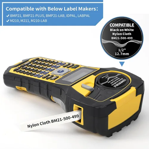 Vista 4 de Compatible with M21-500-499 1/2 Inch Muti-Purpose Nylon Label Tape Work with BMP21-PLUS, BMP21-LAB0, M210, M211, M210-LAB, IDPAL, LABPAL Label