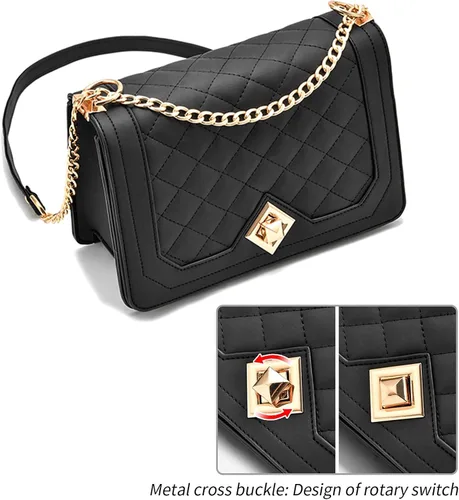 Vista 8 de Travistar Bolsos cruzados para mujer, bolsos pequeños de piel sintética, bolso de hombro, bolso de noche, bolsos acolchados con correa de cadena
