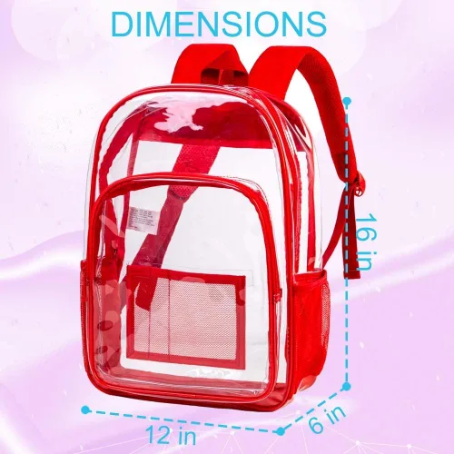 Vista 4 de AGSDON Mochila transparente, resistente bolsa transparente para libros, mochilas de PVC transparente para mujeres y hombres