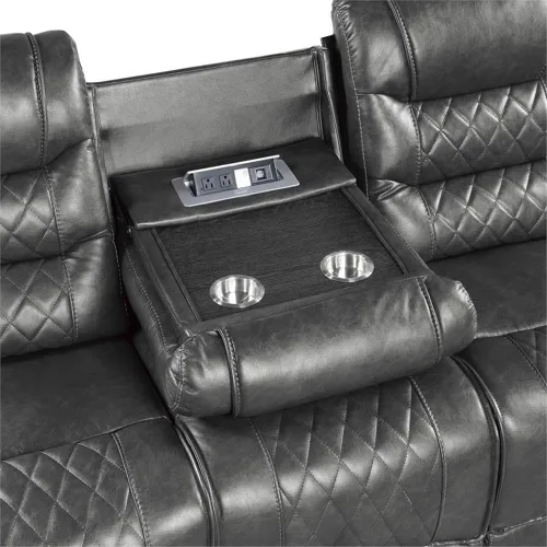 Vista 7 de Pemberly Row Sofá reclinable doble de microfibra tradicional de 21" en gris