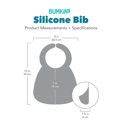 Vista 7 de Bumkins Baberos, bolsillo de silicona para bebés, babero para niña o niño, para 6-24 meses hasta niños pequeños, esencial imprescindible para comer