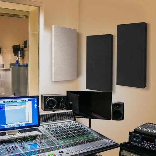 Vista 6 de Panel de pared de fibra de vidrio de 23.62 x 11.81 x 2 pulgadas, paquete de 4 paneles acústicos, paneles acústicos absorbentes de sonido para Negro