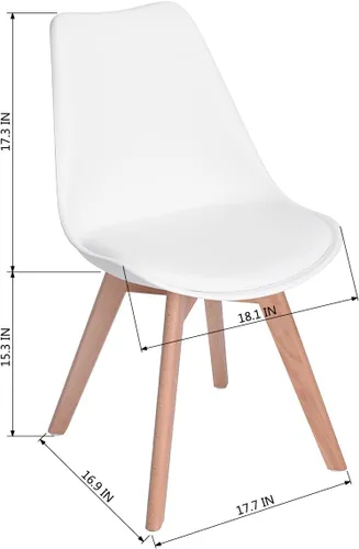 Vista 3 de Homy Casa Juego de sillas de comedor modernas de mediados de siglo, sillas de cocina con cojín de piel sintética suave y patas de madera, sillas