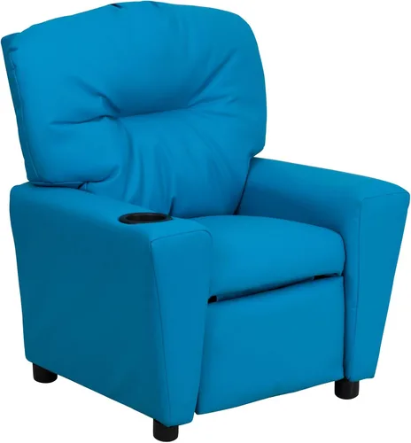 Vista 23 de Flash Furniture Chandler LeatherSoft - Silla reclinable para niños con portavasos y reclinable de seguridad, silla reclinable contemporánea