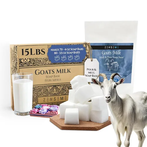 Vista 10 de Base de jabón de leche de cabra de 10 LBS Kit de suministros para derretir y verter para hacer jabón - Sin SLS/SLES y PEG Ingredientes orgánicos