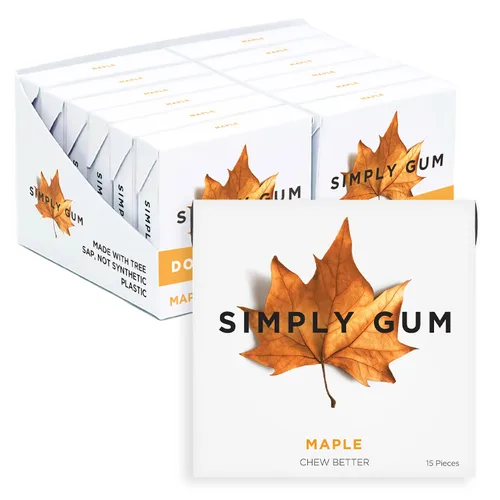 Vista 16 de SIMPLY Gum Canela, goma de mascar natural sin plástico, paquete de 6 (90 piezas) Vegano, Kosher, sin OGM, sin aspartamo y sin sorbitol