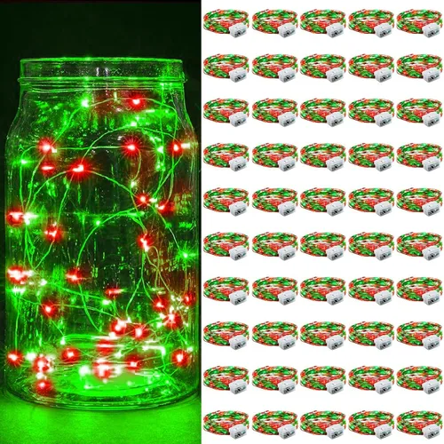 Vista 80 de Paquete de 6 luces de hadas a pilas con temporizador remoto, 8 modos de iluminación, 7 pies, 20 luces LED impermeables para Halloween, Navidad