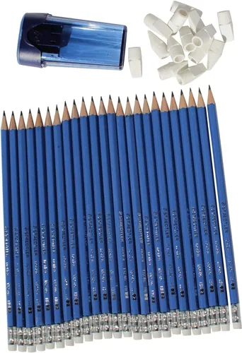 Vista 3 de Staedtler Lápices Norica Graphite HB2 Graphic 101 Pieza 50 Lápices + 1 Sacapuntas + 50 tapas de borrador HB