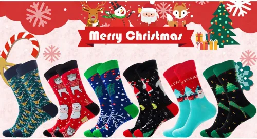 Vista 8 de NCDUANSAN Calcetines de Navidad kawaii otoño e invierno calcetines de hombre y mujer Santa calcetines de algodón (3pcs)