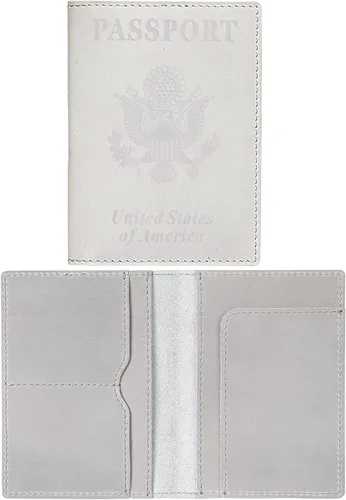 Vista 17 de HIFA Funda de cuero para pasaporte, funda para pasaporte hecha a mano con ranura para tarjetas y boletos, piel auténtica, diseño elegante, fácil