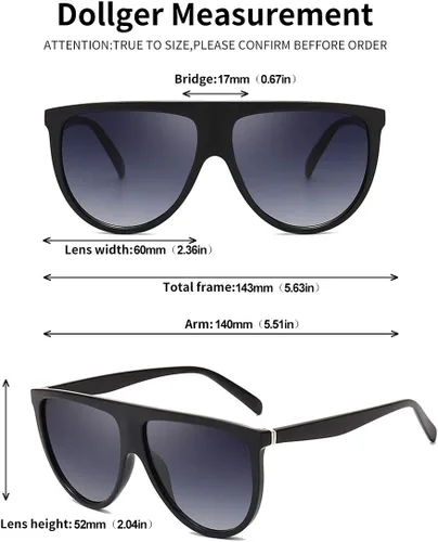Vista 5 de Dollger Gafas de sol de gran tamaño para mujeres y hombres, diseño de moda retro, gafas de sol con marco