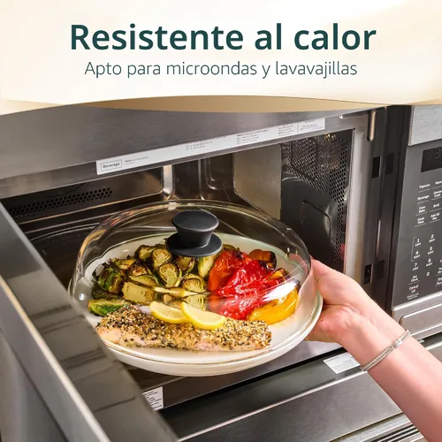Vista 3 de Le'raze Cubierta de vidrio para salpicaduras de microondas de 10 pulgadas para alimentos, 100% libre de BPA y plomo de grado alimenticio, apta
