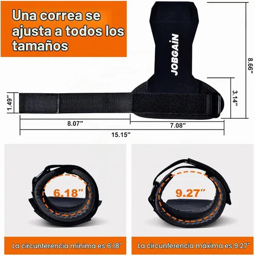 Vista 2 de Correa de muñeca de levantamiento de pesas, correa de muñeca de cuero de doble capa para peso muerto y levantamiento de pesas, ganchos