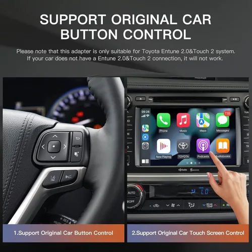 Vista 3 de CARabc Adaptador Inalámbrico Carplay Android Auto para Toyota con Entune2.0 2014-2019, Compatible